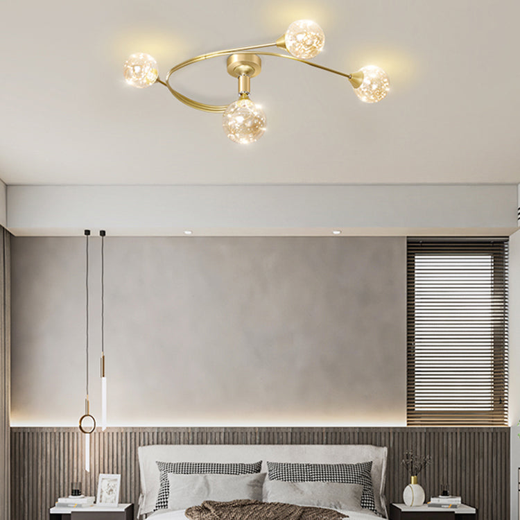 Lámpara de techo esférica múltiple iluminación de techo de vidrio de estilo moderno para dormitorio