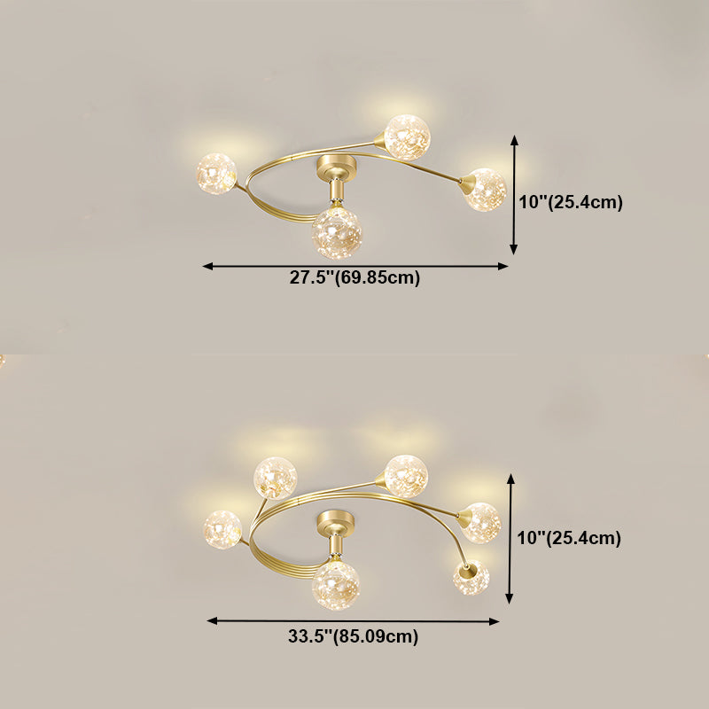 Lámpara de techo esférica múltiple iluminación de techo de vidrio de estilo moderno para dormitorio