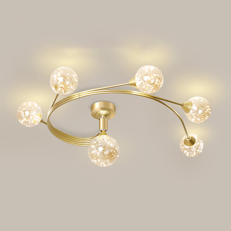 Lámpara de techo esférica múltiple iluminación de techo de vidrio de estilo moderno para dormitorio