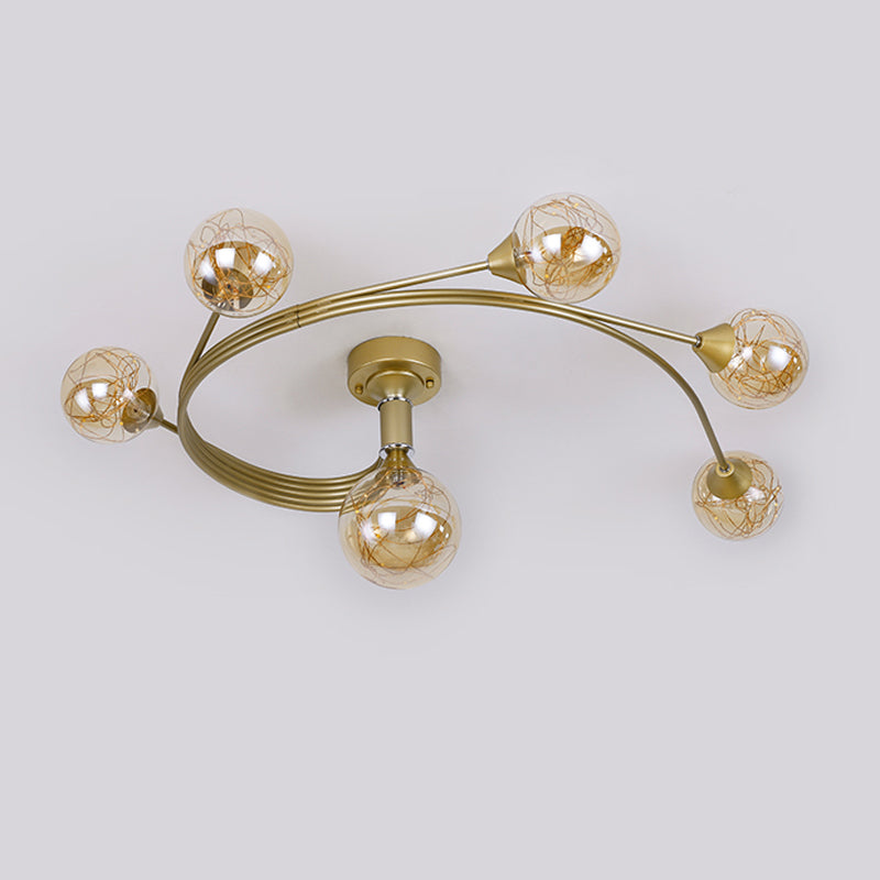 Lámpara de techo esférica múltiple iluminación de techo de vidrio de estilo moderno para dormitorio