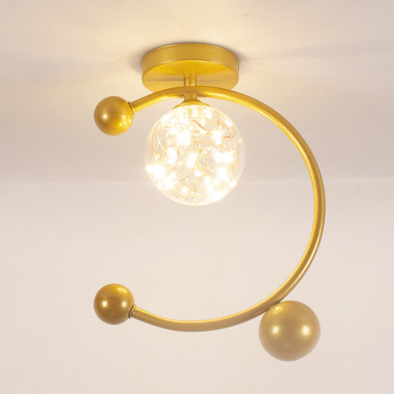 1 Light Spherical Ceiling Lamp Modern Style Glass Ceiling Lighting for Living Room