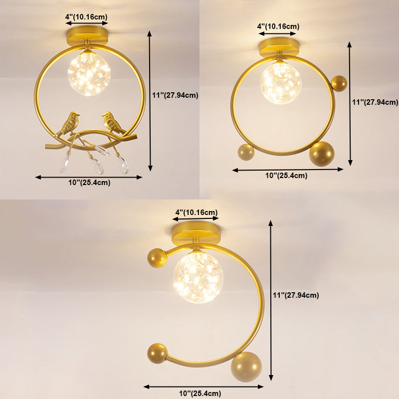 1 Light Spherical Ceiling Lamp Modern Style Glass Ceiling Lighting for Living Room