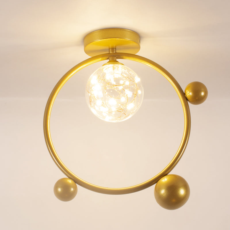 1 Light Spherical Ceiling Lamp Modern Style Glass Ceiling Lighting for Living Room