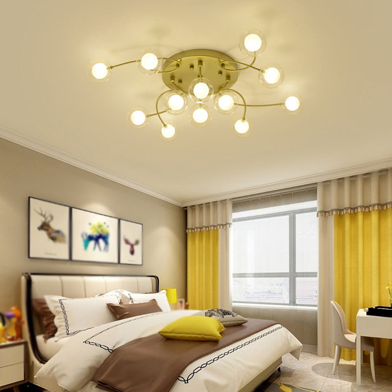 Lámpara de techo de múltiples luz iluminación de techo de vidrio de estilo moderno para sala de estar