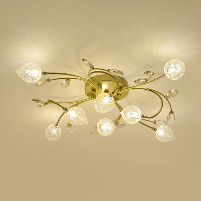 Lámpara de techo de múltiples luz iluminación de techo de vidrio de estilo moderno para sala de estar