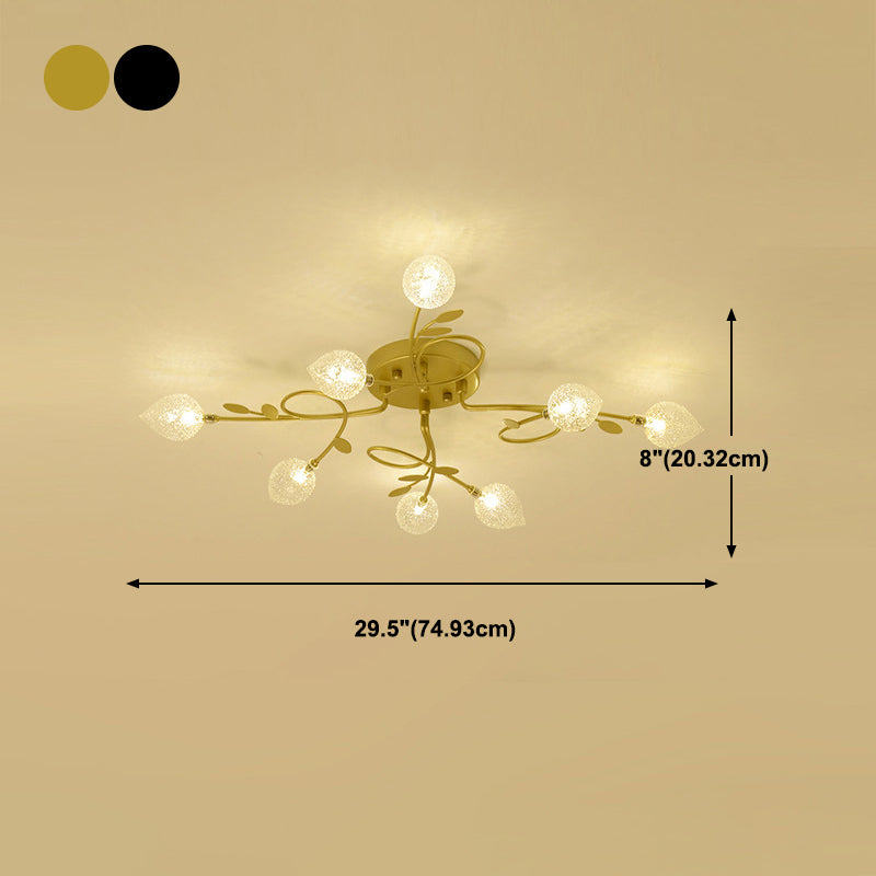 Lámpara de techo de múltiples luz iluminación de techo de vidrio de estilo moderno para sala de estar