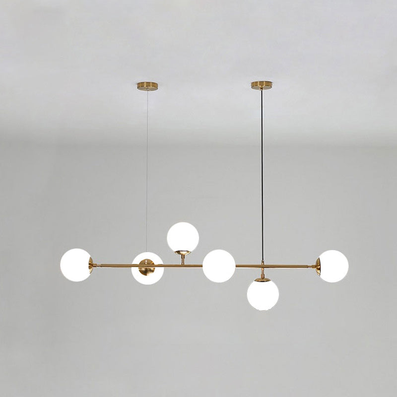 Nordic Glass Island Light 47.5" Wide 6 Lights Island Pendant for Restaurant