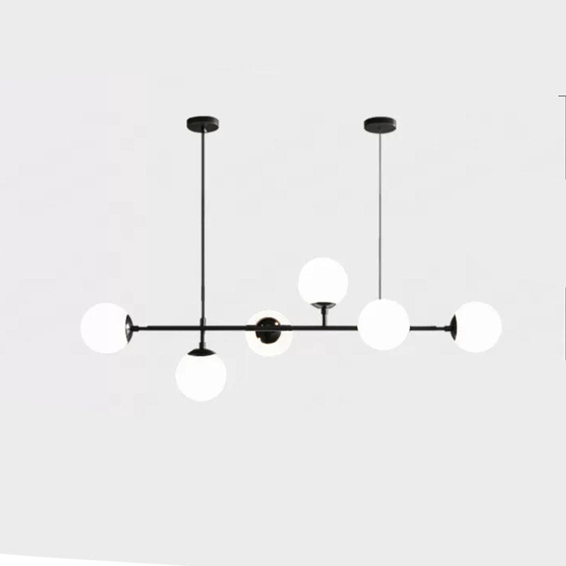 Nordic Glass Island Light 47.5" Wide 6 Lights Island Pendant for Restaurant