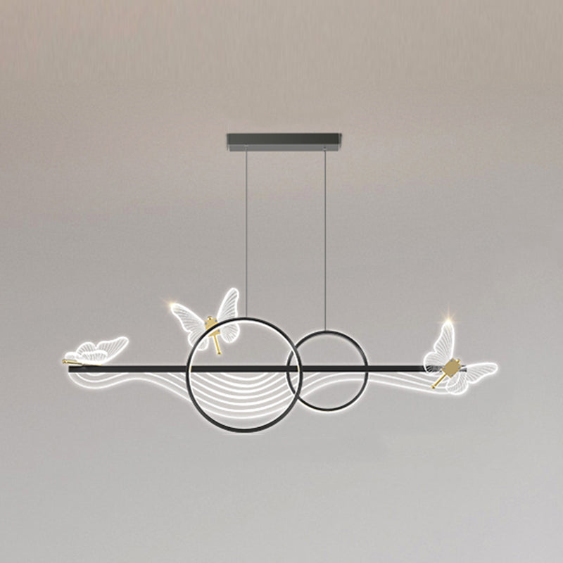 Linear Shape Island Lights Modern Style Metal Island Lighting for Restaurant