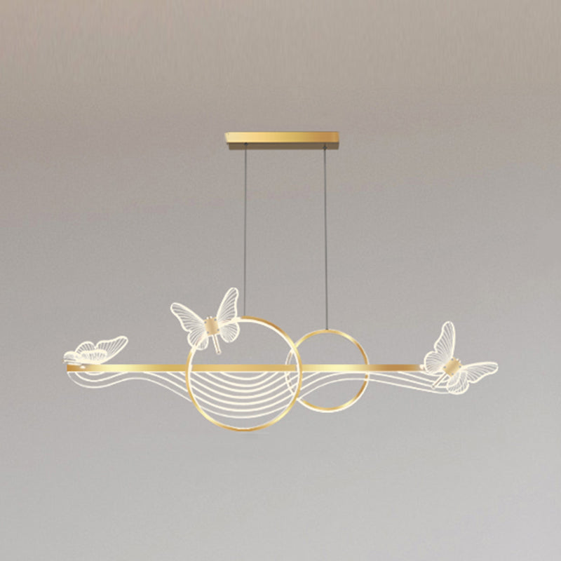 Linear Shape Island Lights Modern Style Metal Island Lighting for Restaurant