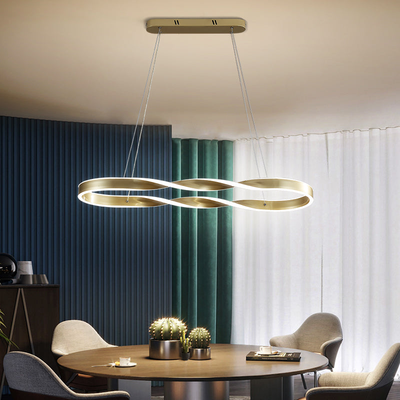 Éclairage d'île en métal moderne en forme d'île de forme linéaire