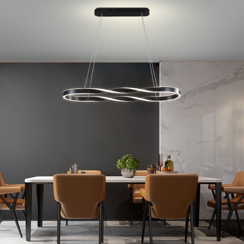 Éclairage d'île en métal moderne en forme d'île de forme linéaire