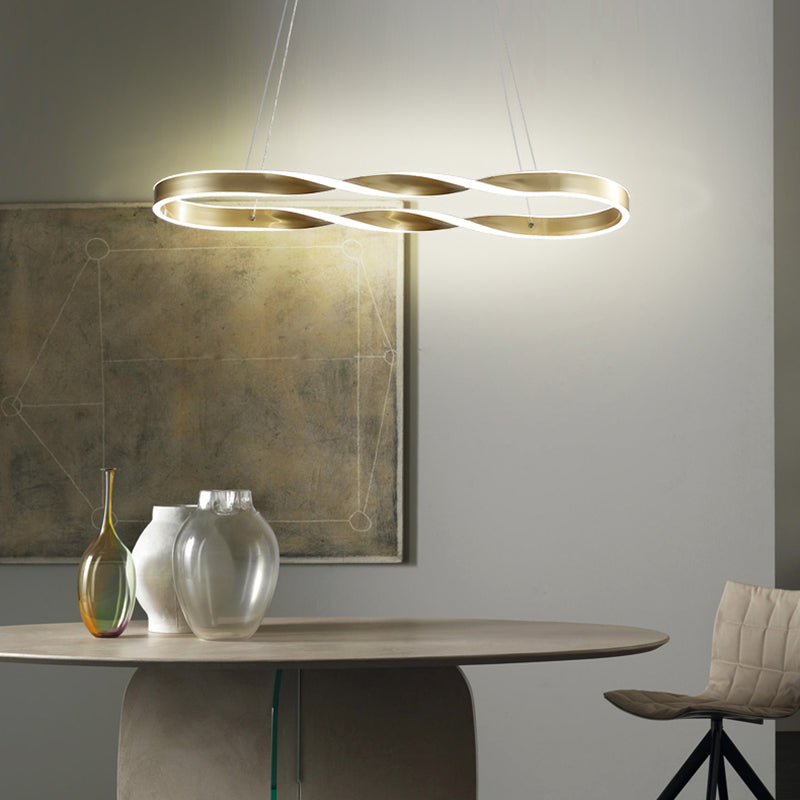 Éclairage d'île en métal moderne en forme d'île de forme linéaire