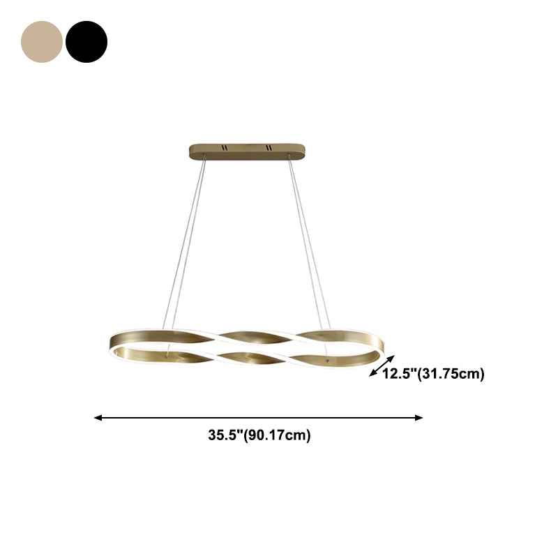Éclairage d'île en métal moderne en forme d'île de forme linéaire