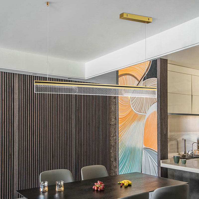 Modern Style Linear Shape Island Light Metal 1 Light Pendant Light in Gold