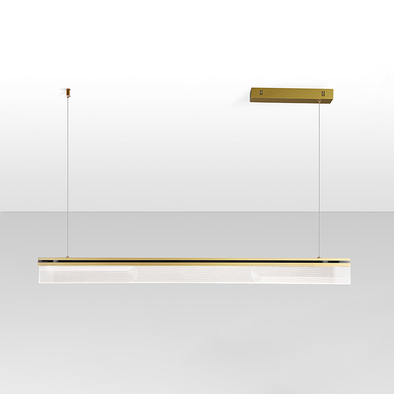 Modern Style Linear Shape Island Light Metal 1 Light Pendant Light in Gold