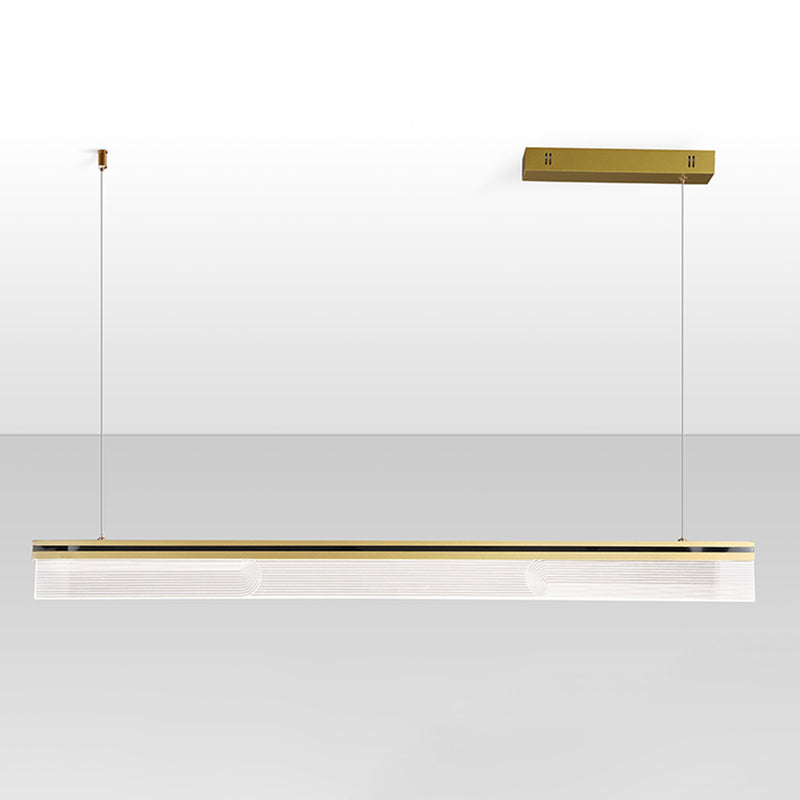 Modern Style Linear Shape Island Light Metal 1 Light Pendant Light in Gold