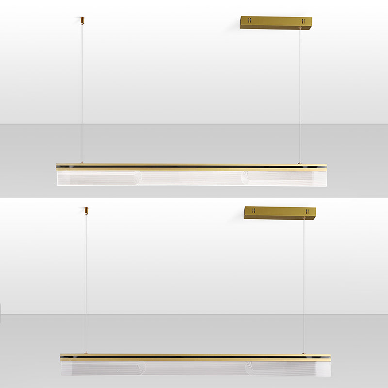 Modern Style Linear Shape Island Light Metal 1 Light Pendant Light in Gold