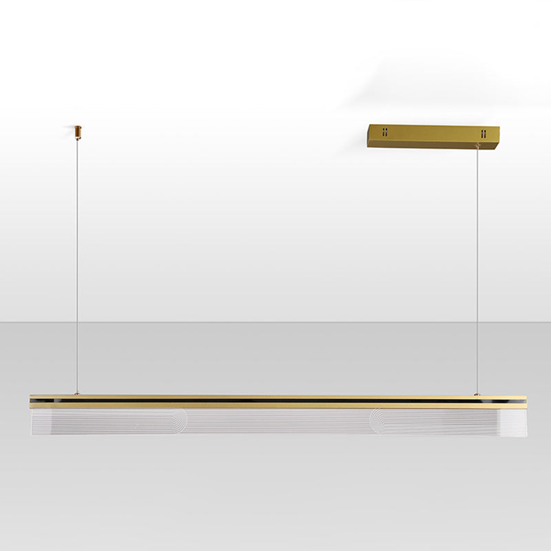 Modern Style Linear Shape Island Light Metal 1 Light Pendant Light in Gold