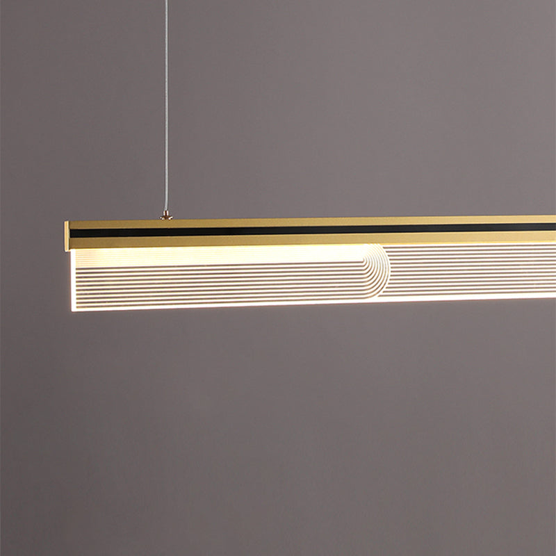 Modern Style Linear Shape Island Light Metal 1 Light Pendant Light in Gold