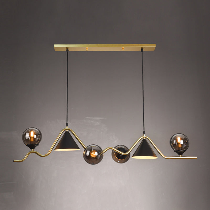 Nordic Glass Island Light Geometric 6 Lights Island Anhänger für Wohnzimmer