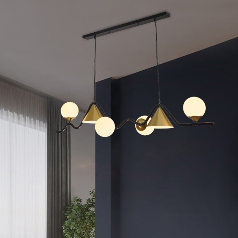 Nordic Glass Island Light Geometric 6 Lights Island Anhänger für Wohnzimmer