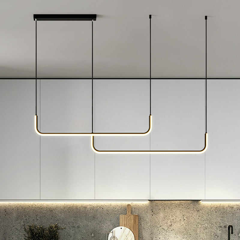 Linear Shape Pendant Lights Contemporary Style Metal Pendant Lighting Fixtures