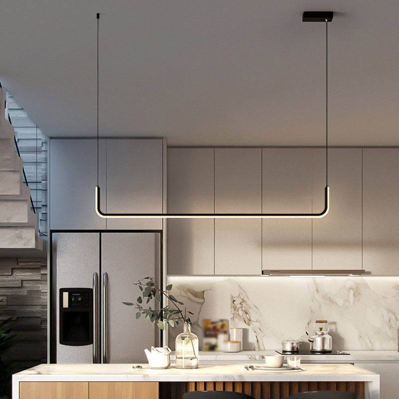 Linear Shape Pendant Lights Contemporary Style Metal Pendant Lighting Fixtures
