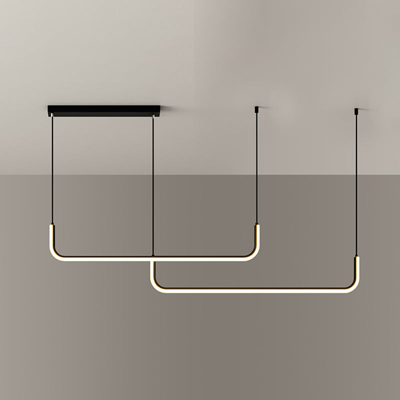 Linear Shape Pendant Lights Contemporary Style Metal Pendant Lighting Fixtures
