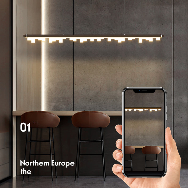 Zeitgenössischer Stil linearer Form Pendelleuchte Leuchtmetall 1 Licht Anhänger Beleuchtung