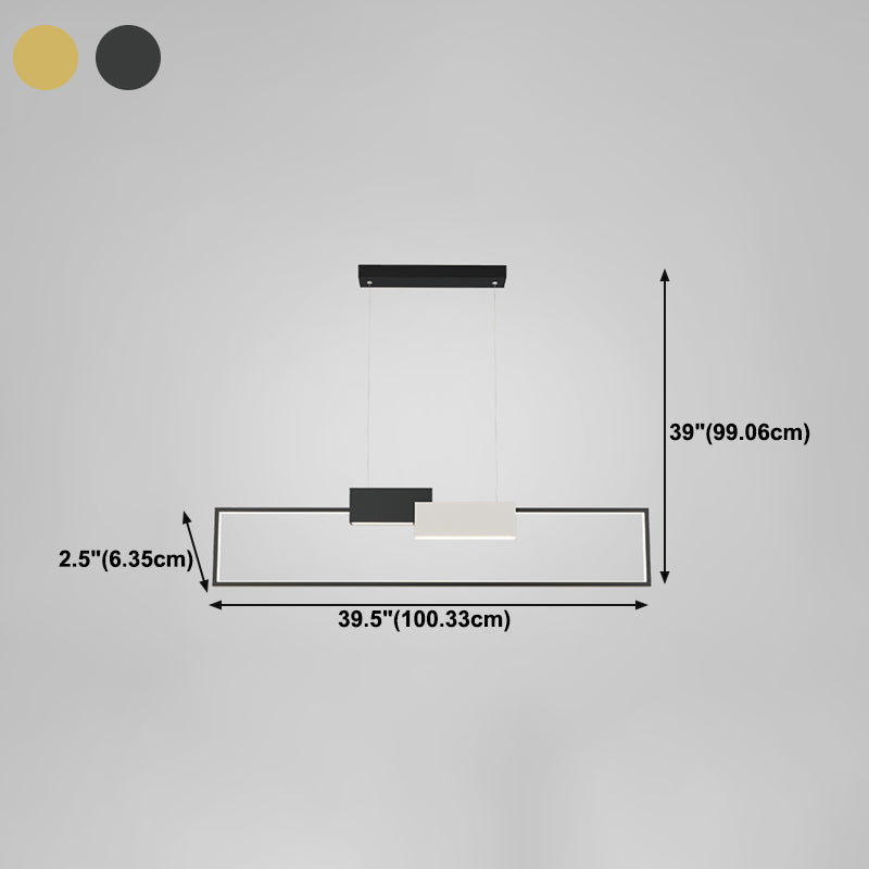 Zeitgenössischer Stil Rechteck Form Island Beleuchtung Ideen Metal Island Anhänger