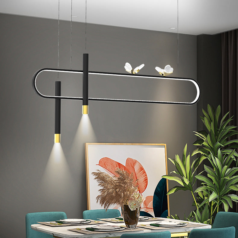 Linear Shape Island Lighting Ideas Contemporary Style Metal Island Pendants