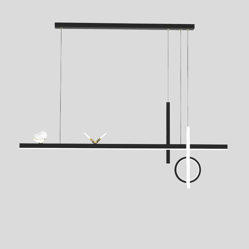 Linear Shape Island Lighting Ideas Contemporary Style Metal Island Pendants