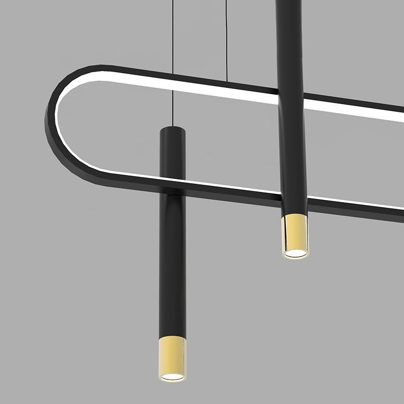 Linear Shape Island Lighting Ideas Contemporary Style Metal Island Pendants