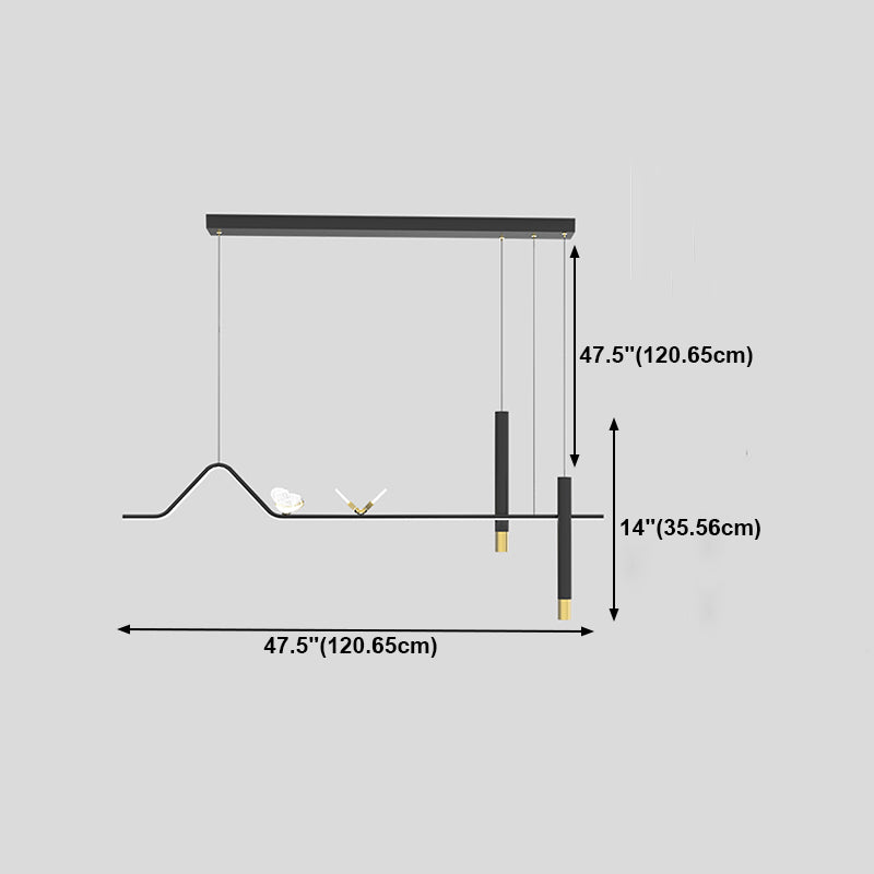 Linear Shape Island Lighting Ideas Contemporary Style Metal Island Pendants