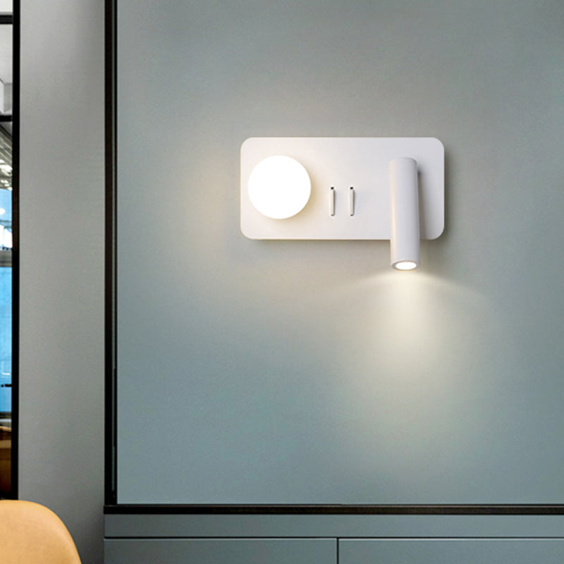 Modern Metal Wall Light Geometric White 2 Lights Reading Wall Sconce for Bedroom