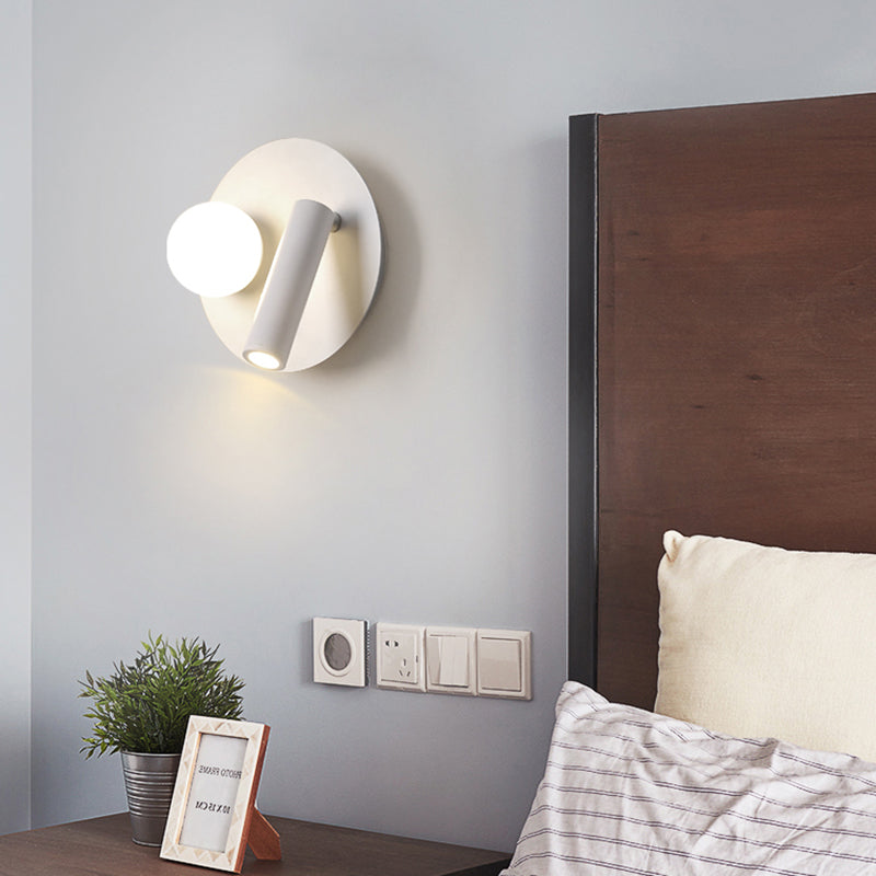 Modern Metal Wall Light Geometric White 2 Lights Reading Wall Sconce for Bedroom