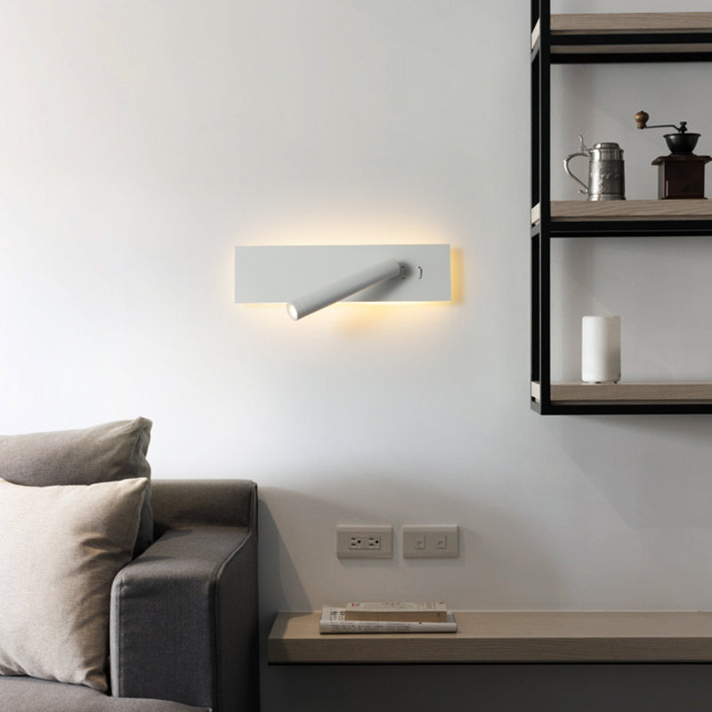 Modern Aluminum Wall Light Rectangle 2 Lights Reading Wall Sconce for Bedroom