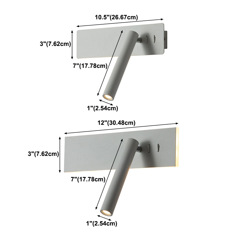 Modern Aluminum Wall Light Rectangle 2 Lights Reading Wall Sconce for Bedroom