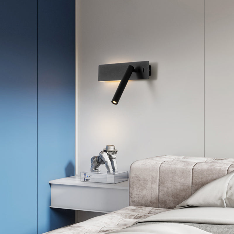 Modern Aluminum Wall Light Rectangle 2 Lights Reading Wall Sconce for Bedroom