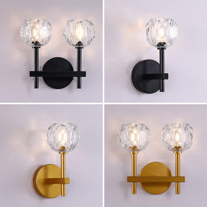 Modern Style Wall Light Fixture Crystal Shade Sconce Light Fixture for Bedroom