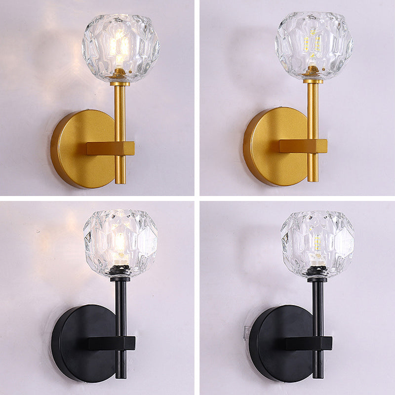 Modern Style Wall Light Fixture Crystal Shade Sconce Light Fixture for Bedroom