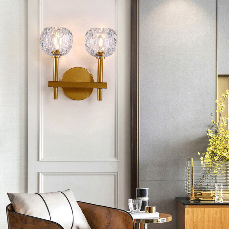 Modern Style Wall Light Fixture Crystal Shade Sconce Light Fixture for Bedroom
