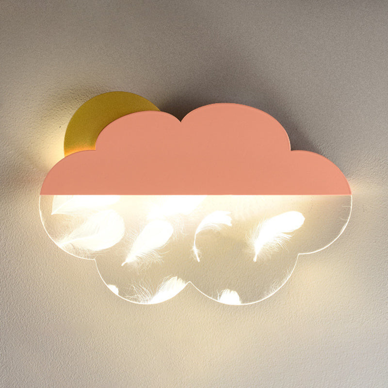 Lampada da parete a parete a forma di nuvola in metallo a 1 luci a parete montata a parete