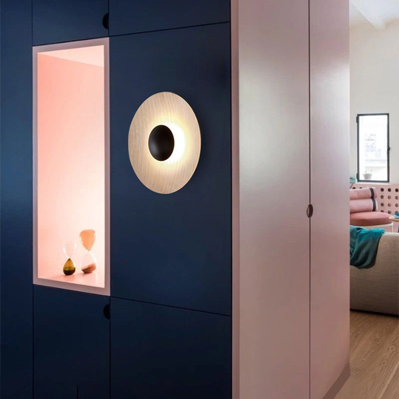Postmodern Iron Wall Light Circle Shape LED Wall Lamp with Metal Shade for Bedroom