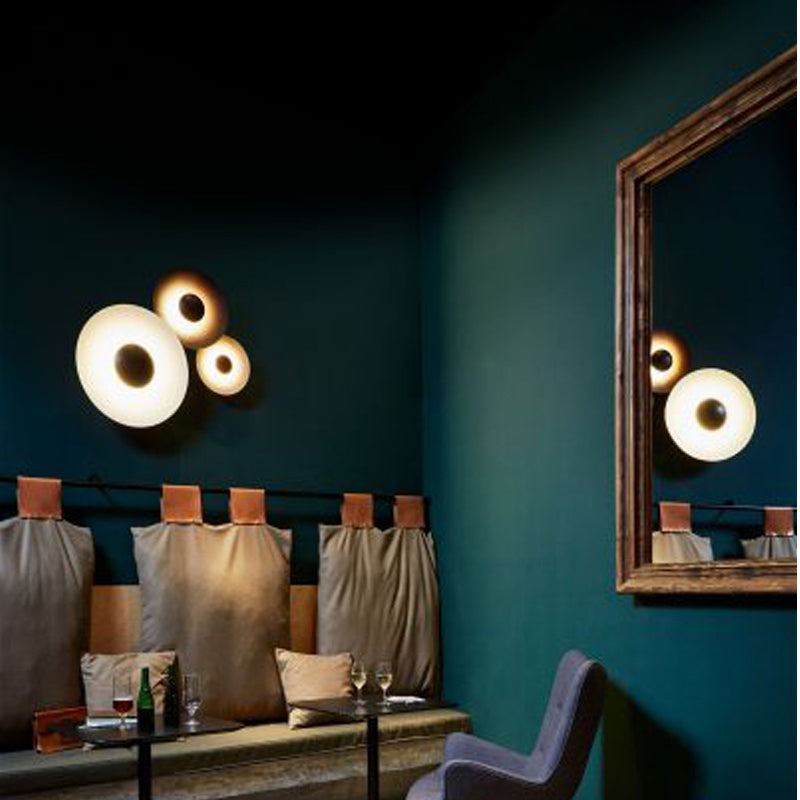 Postmodern Iron Wall Light Circle Shape LED Wall Lamp with Metal Shade for Bedroom