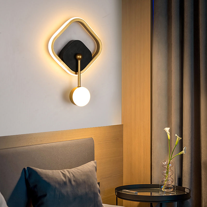 Postmodern Metal Wall Light Geometry LED Wall Lamp with Silica Gel Shade for Bedroom
