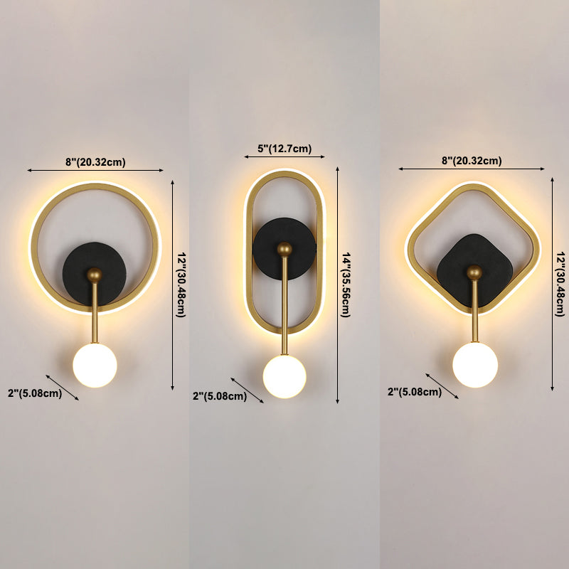 Postmodern Metal Wall Light Geometry LED Wall Lamp with Silica Gel Shade for Bedroom