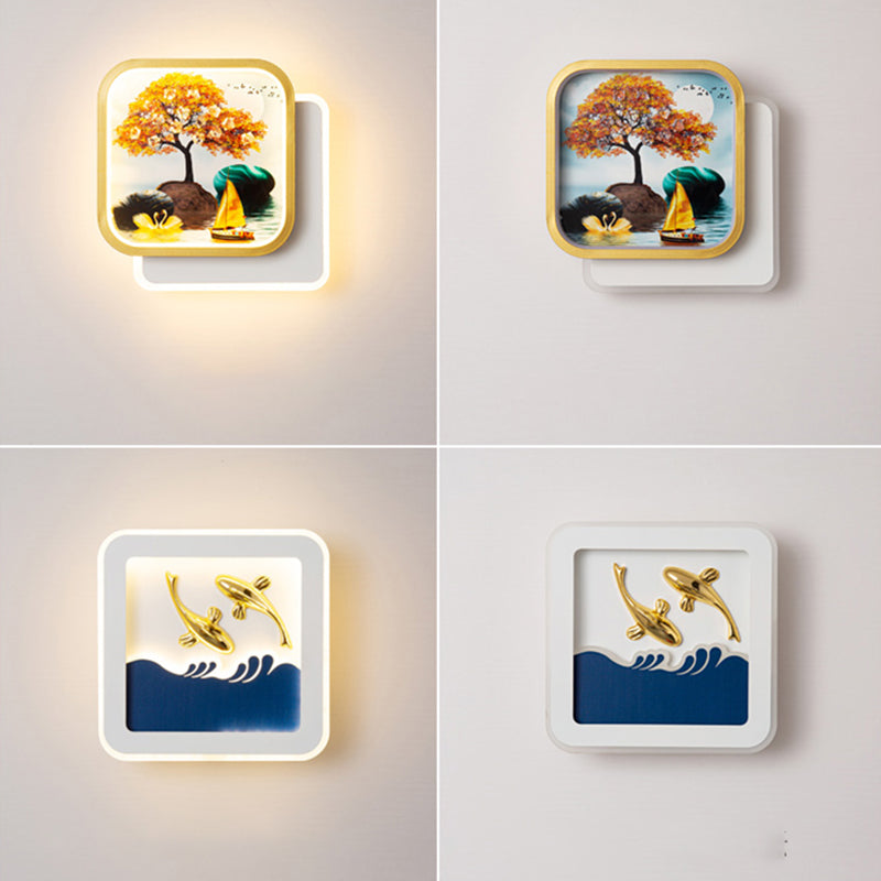 Modern Simple Iron Wall Light LED Wall Lamp with Acrylic Shade for Living Room