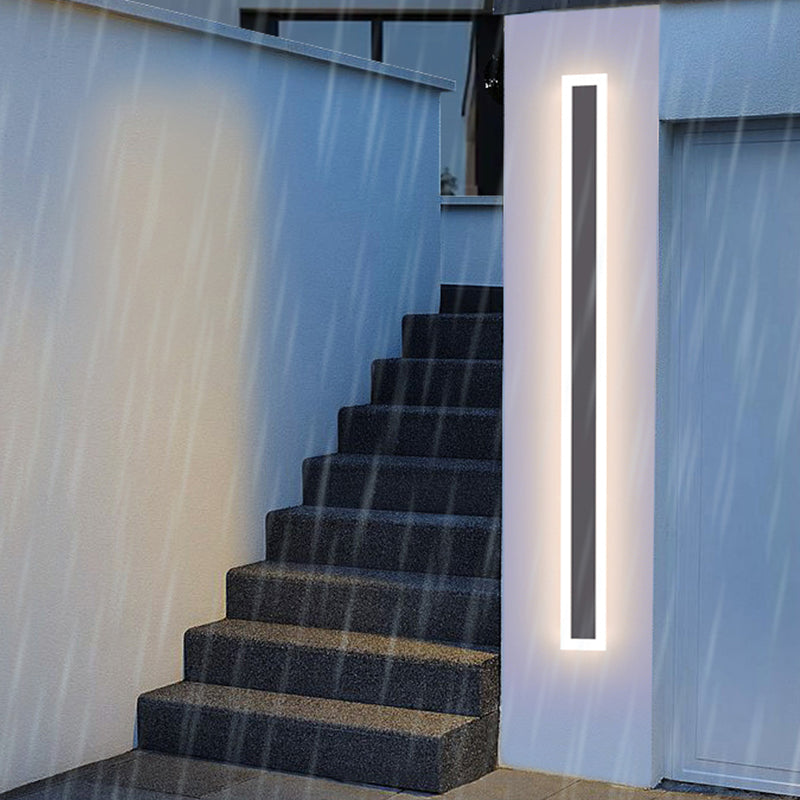 Metal Linear Shape Wall Mount Lighting Modern 1 Light Wall Mounted Light Fixture in Black